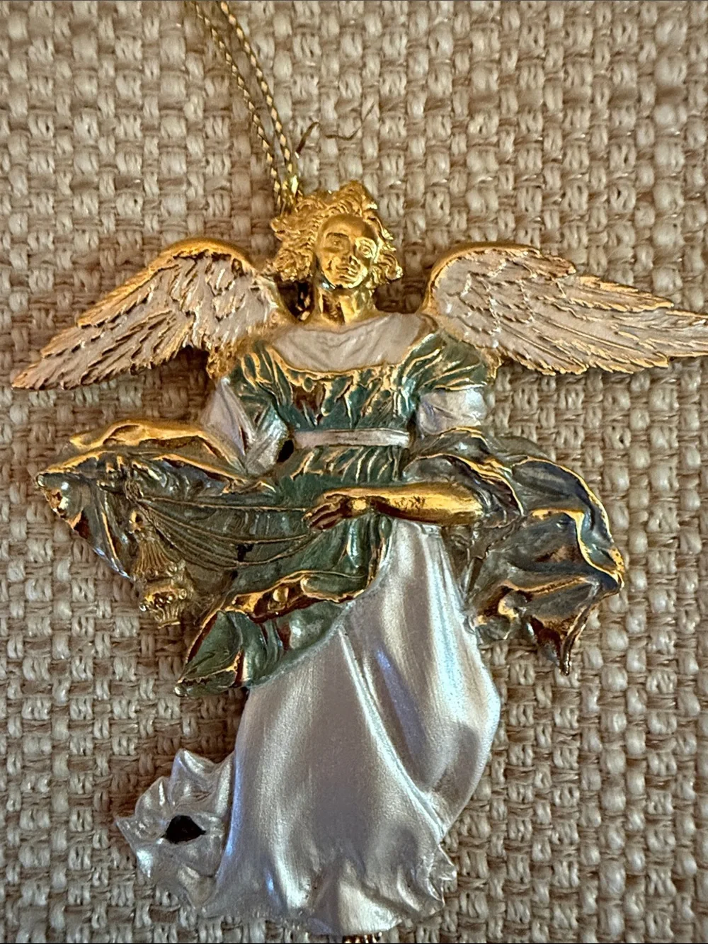 2003 Museum of Modern Art Gold, White and Green Angel Ornament.